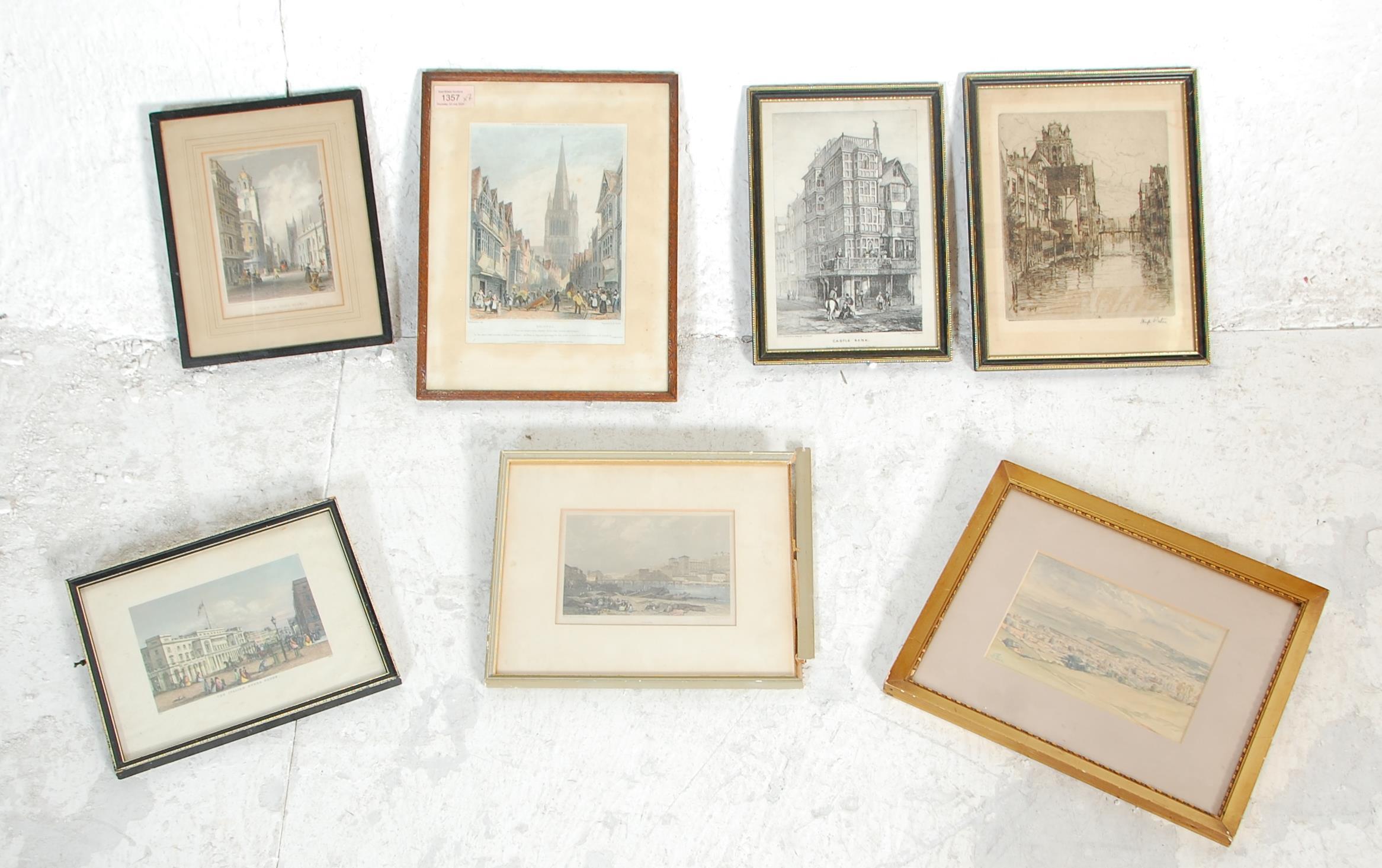 A group of six framed and glazed etchings dating from the early 20th Century with some coloured - Image 14 of 14