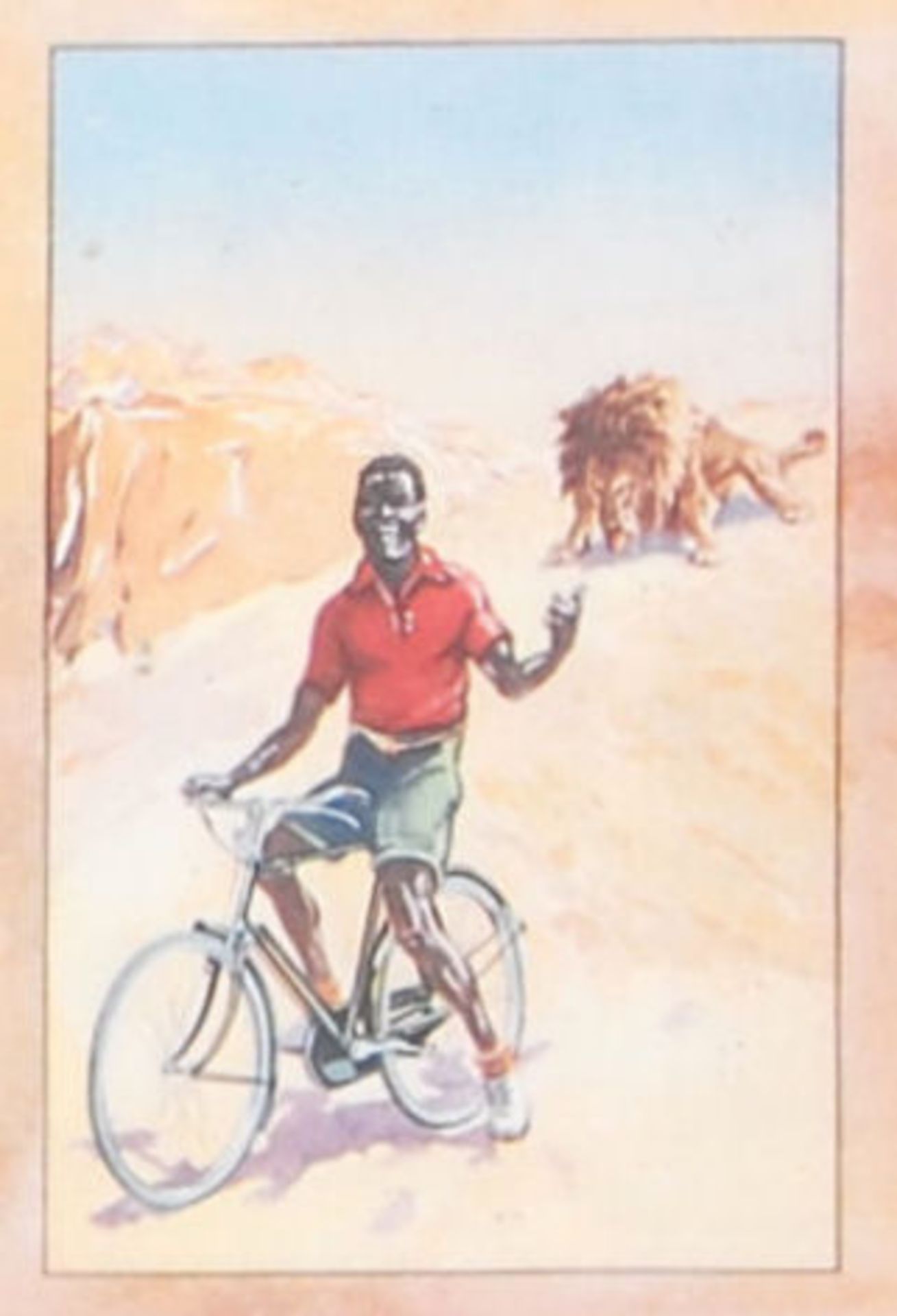 A vintage Raleigh advertising poster 'The All Steel Bicycle' depicting a man riding a bicycle whilst - Bild 5 aus 5