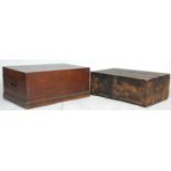 A Victorian 19th century pine blanked box / coffee table together with another and the other