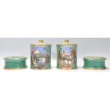 A group of four 20th Century Malachite pratt ware style ceramics to include two lidded pots
