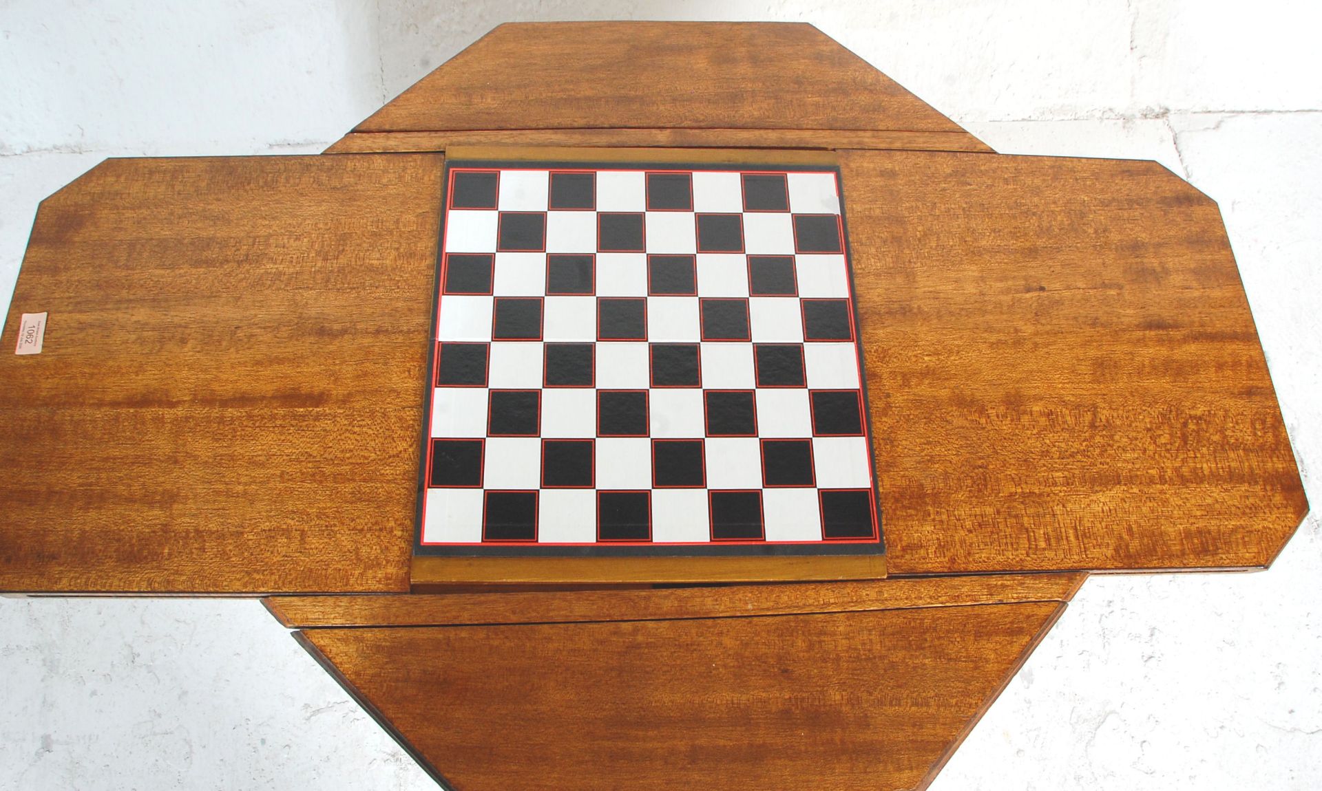 A 20th Century vintage unusual scratch built octagonal games table having a columnal support on a - Bild 5 aus 9