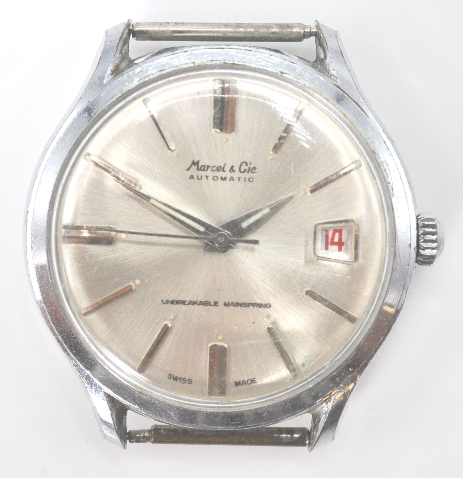 A vintage gentleman's Marcel & Cie automatic unbreakable mainspring wrist watch having a silvered