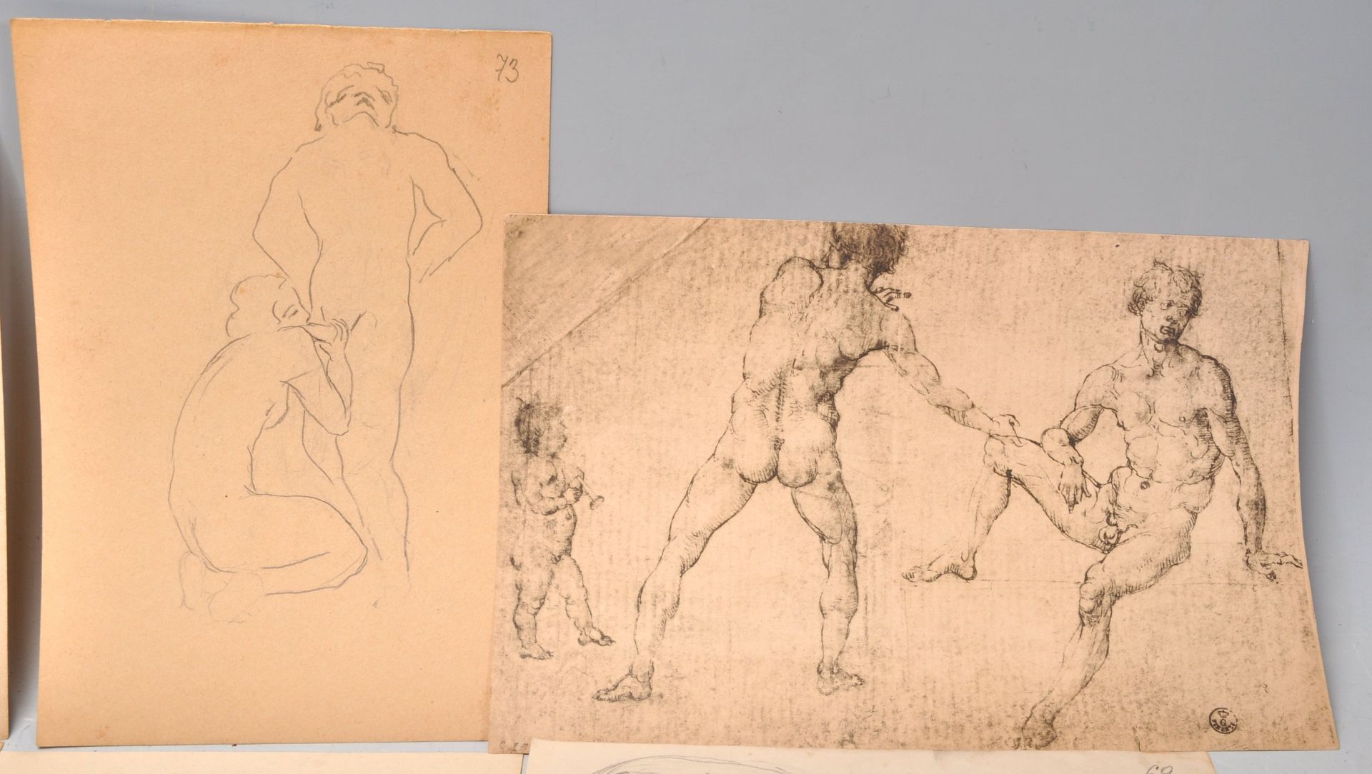 A group of erotic sketch drawings scenes with dioramas of erotic / sexual scenes. Some prints and - Bild 3 aus 8