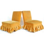 A matched pair of Victorian aesthetic movement bedroom / nursing chairs. Upholstered in yellow