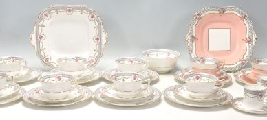 Aynsley - A Fine Bone China English part tea and coffee service by Aynsley having floral and grey