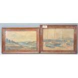 Two early 20th Century framed and glazed signed watercolour paintings. One depicting boats at a