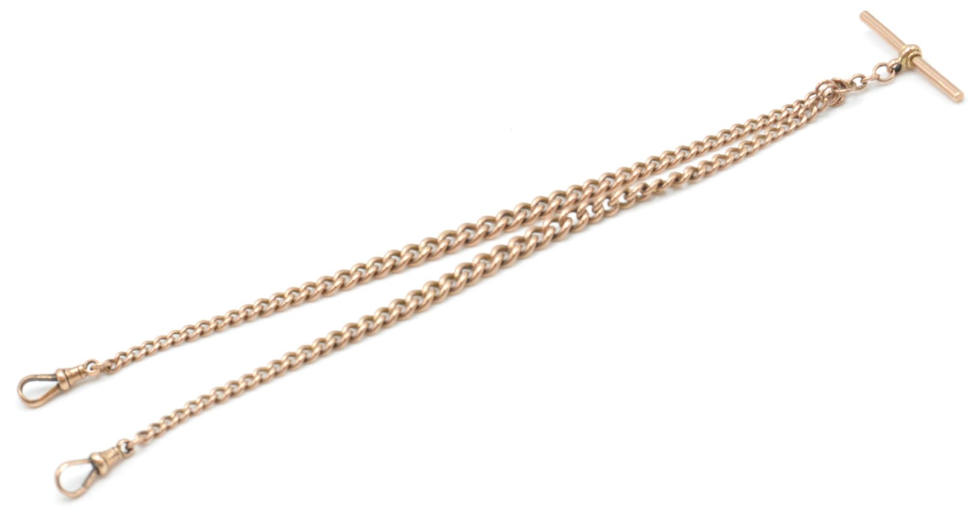 A Victorian 9ct gold albert chain necklace. Comple