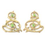 A pair of late 19th century Art Nouveau demantoid garnet findings. The findings having a