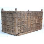 A 19th century antique Indian lattice worked large  teak wedding chest , circa 19th century. The