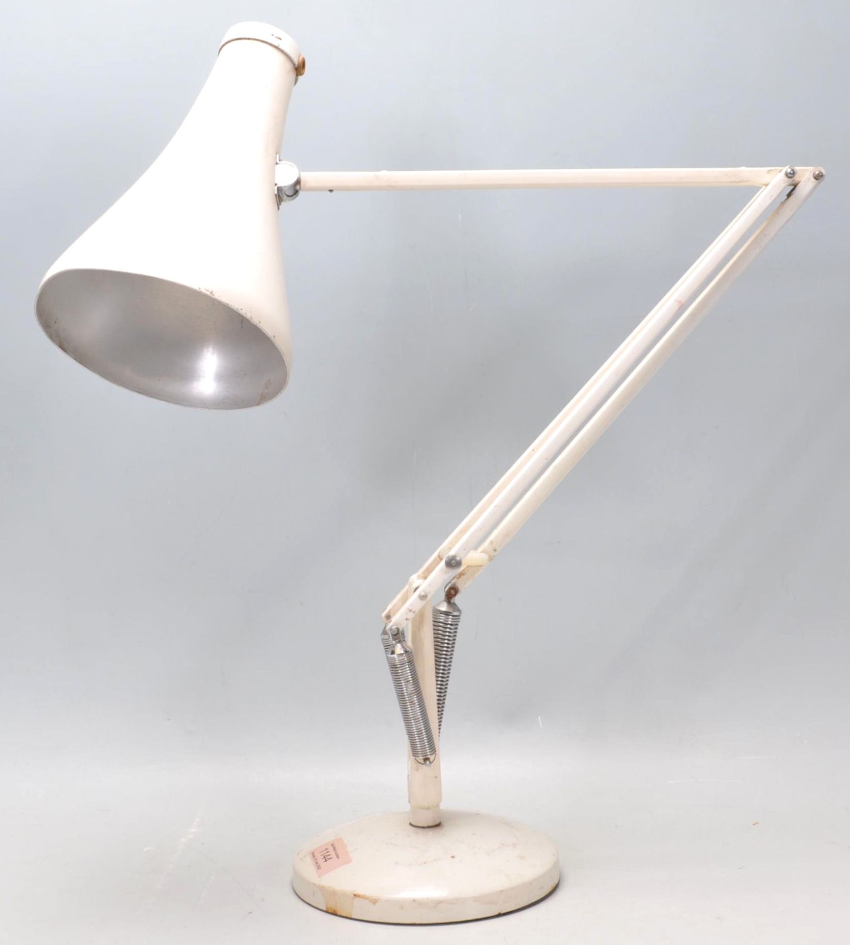 A vintage 20th Century Herbert Terry Anglepoise industrial desk lamp finished in white enamel