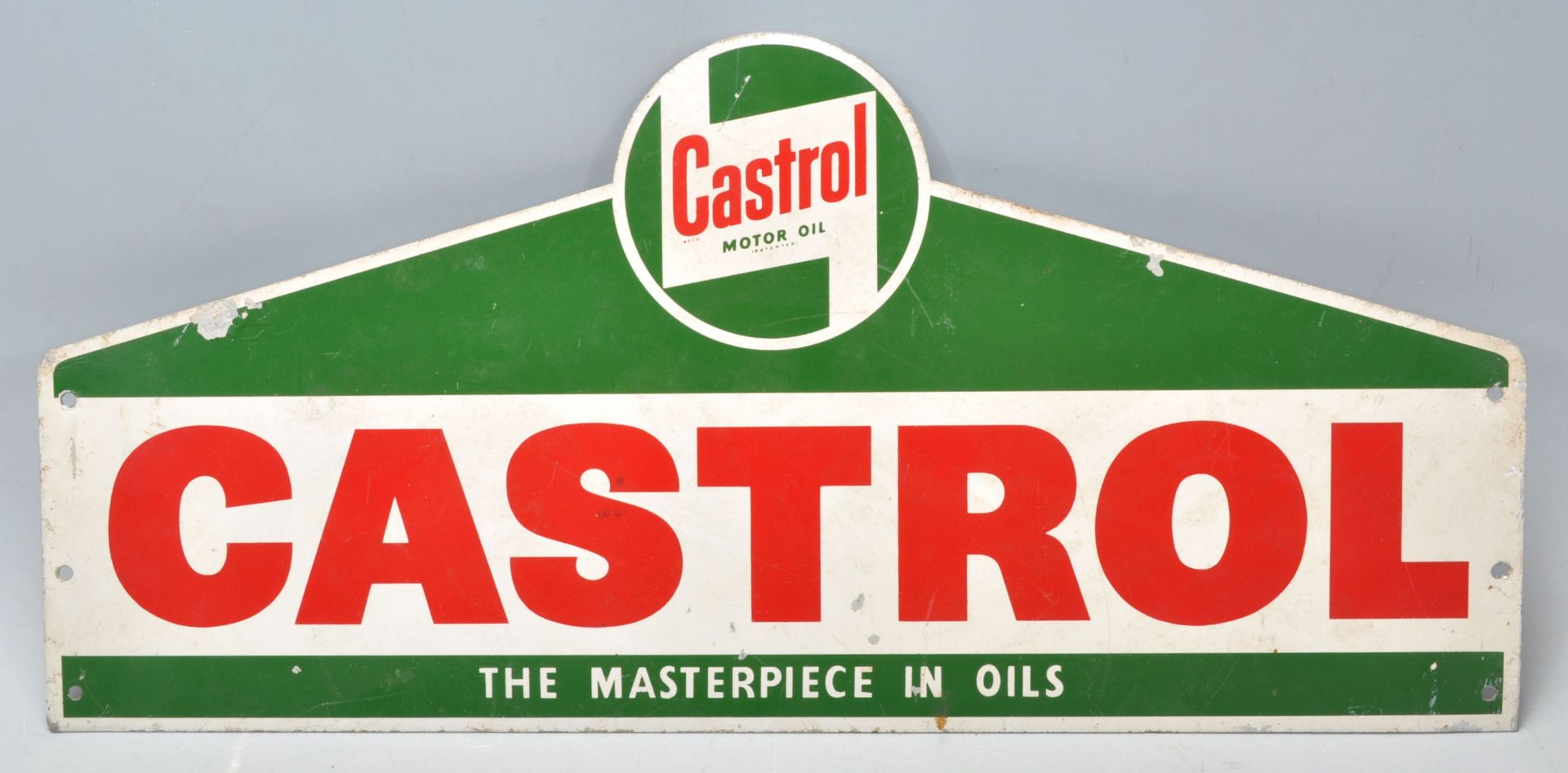 Castrol - an original retro vintage enamel type double sided advertising sign for Castrol oil. - Bild 3 aus 5
