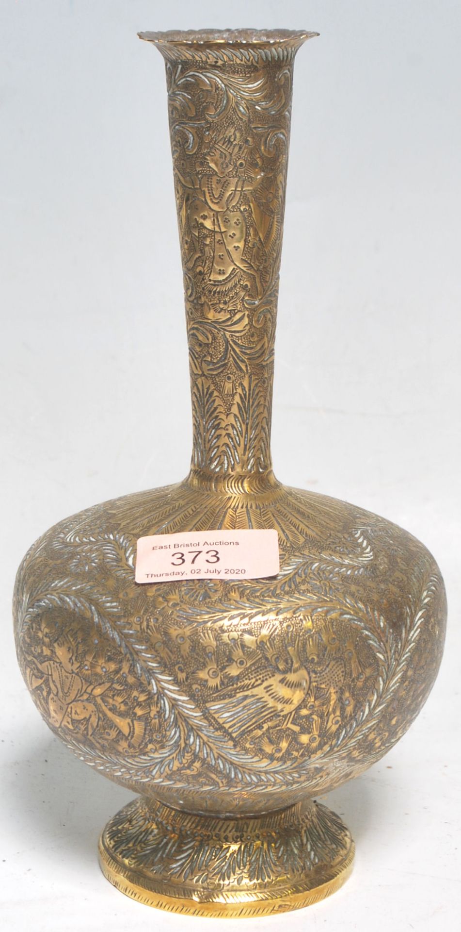 A collection of antique brass ware to include a Middle Eastern Islamic decorated lidded having - Bild 2 aus 11