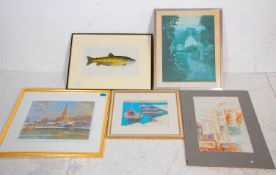 A collection of five vintage prints and pictures t
