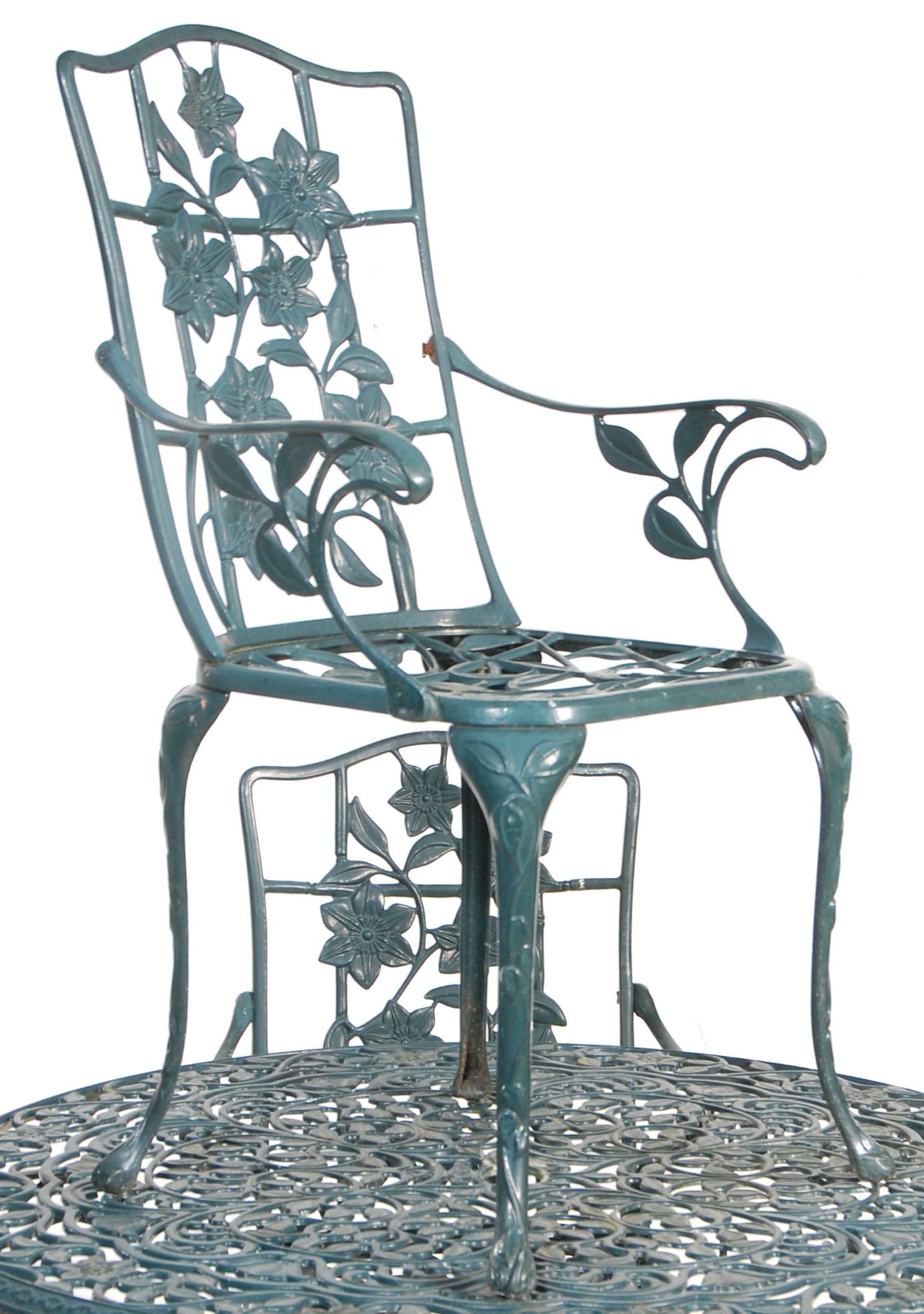 A good reproduction 19th century Coalbrookdale style revival cast metal garden table complete with - Image 2 of 10