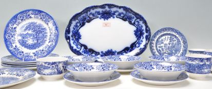 A vintage 20th Century English blue and white transfer printed bone china to include Broadhurst