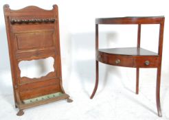 A 19th Century antique mahogany George III corner side table having a circular front with two