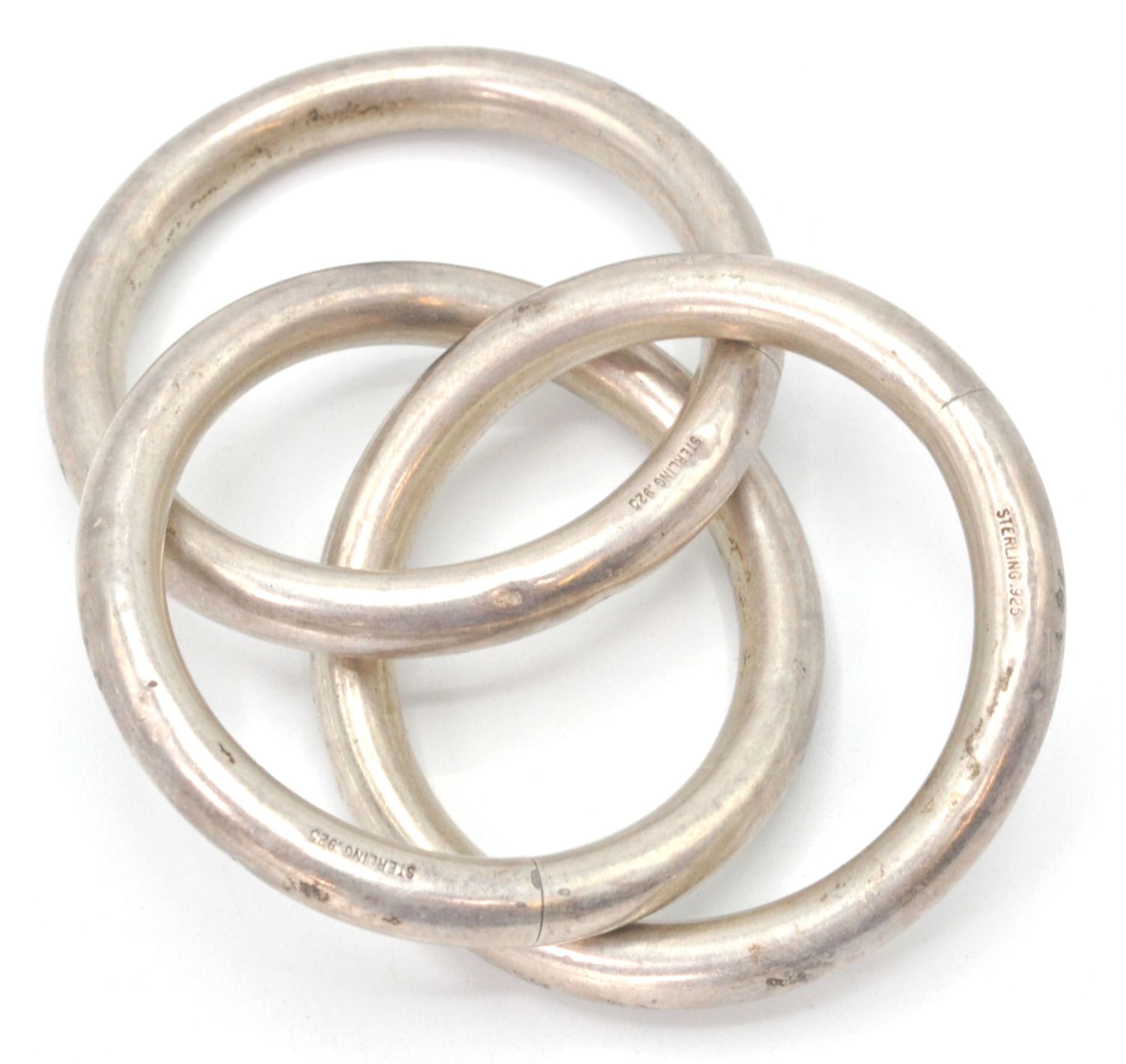 An early 20th century Cartier sterling silver puzzle rattler - teething ring with 3 conjoined - Bild 4 aus 6