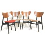 A set of four vintage retro mid century G-Plan Librenza patter ' butterfly ' dining chairs having