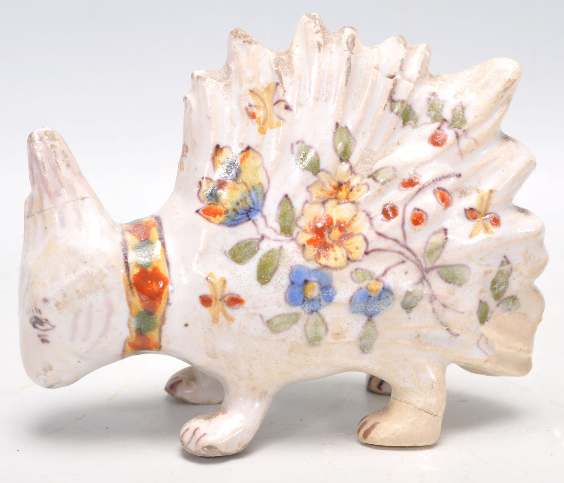 A group of four antique French quimper faience pottery animal figurines, each being hand painted - Bild 7 aus 14