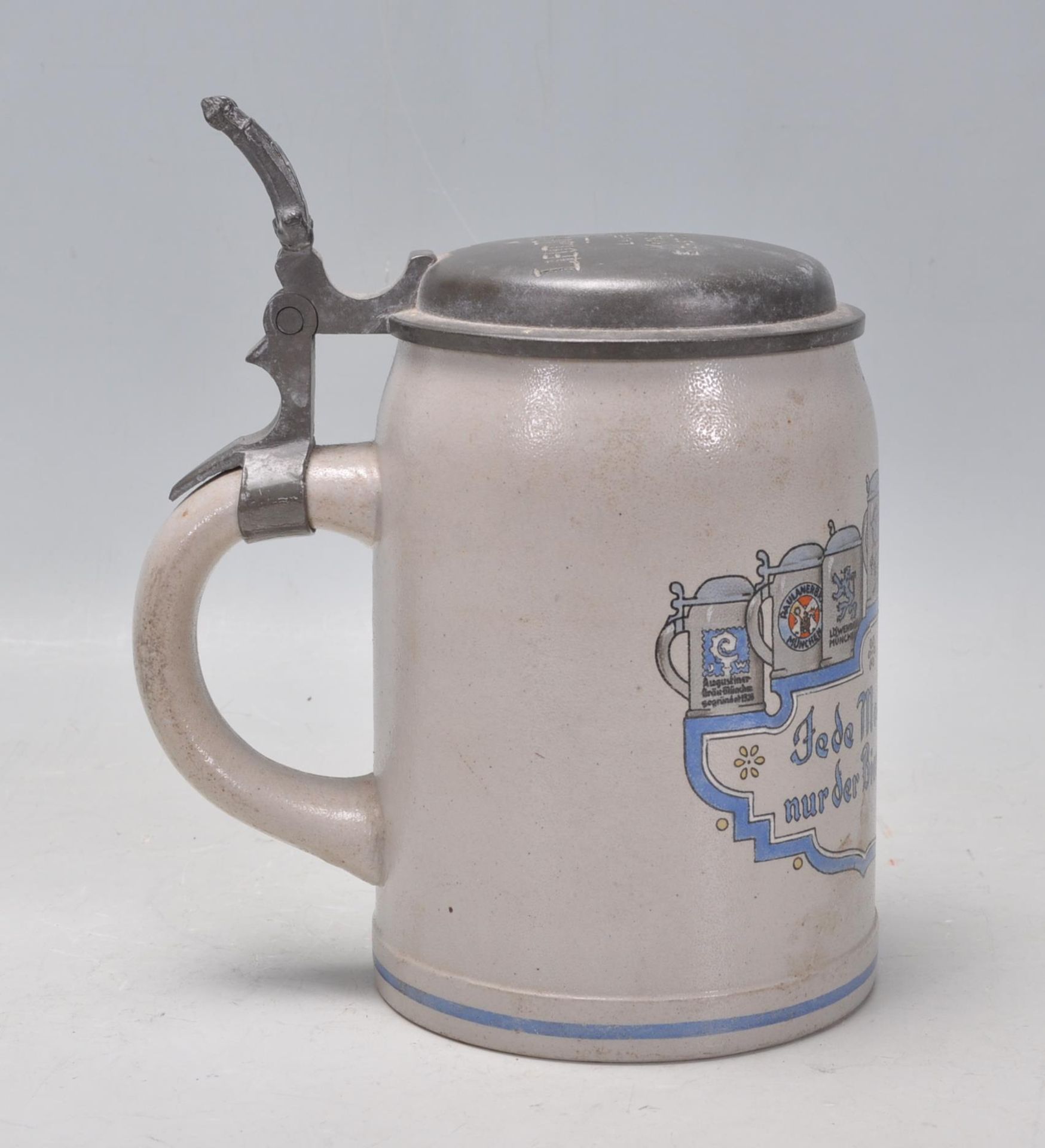 A vintage 20th Century German stoneware beer stein in the manner of Mettlack. The stein presented to - Bild 5 aus 7