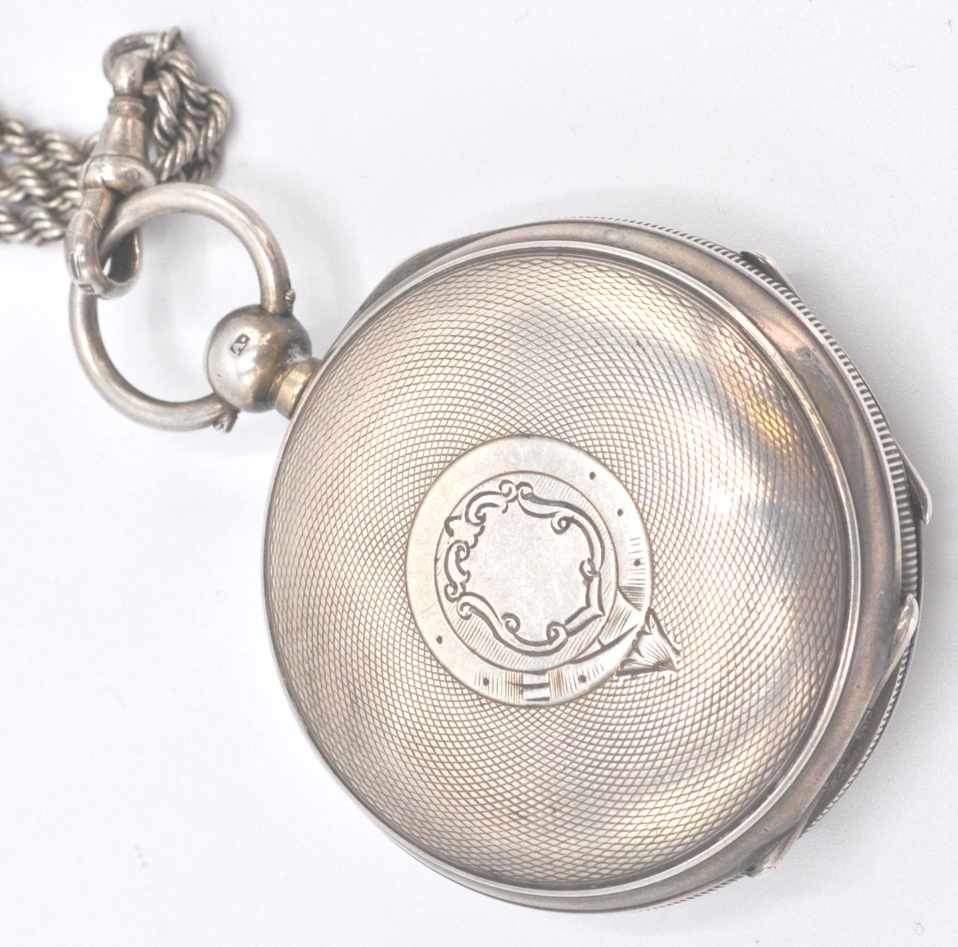 A 19th Century Victorian silver hallmarked open face pocket watch. The white enamel face having a - Bild 3 aus 6