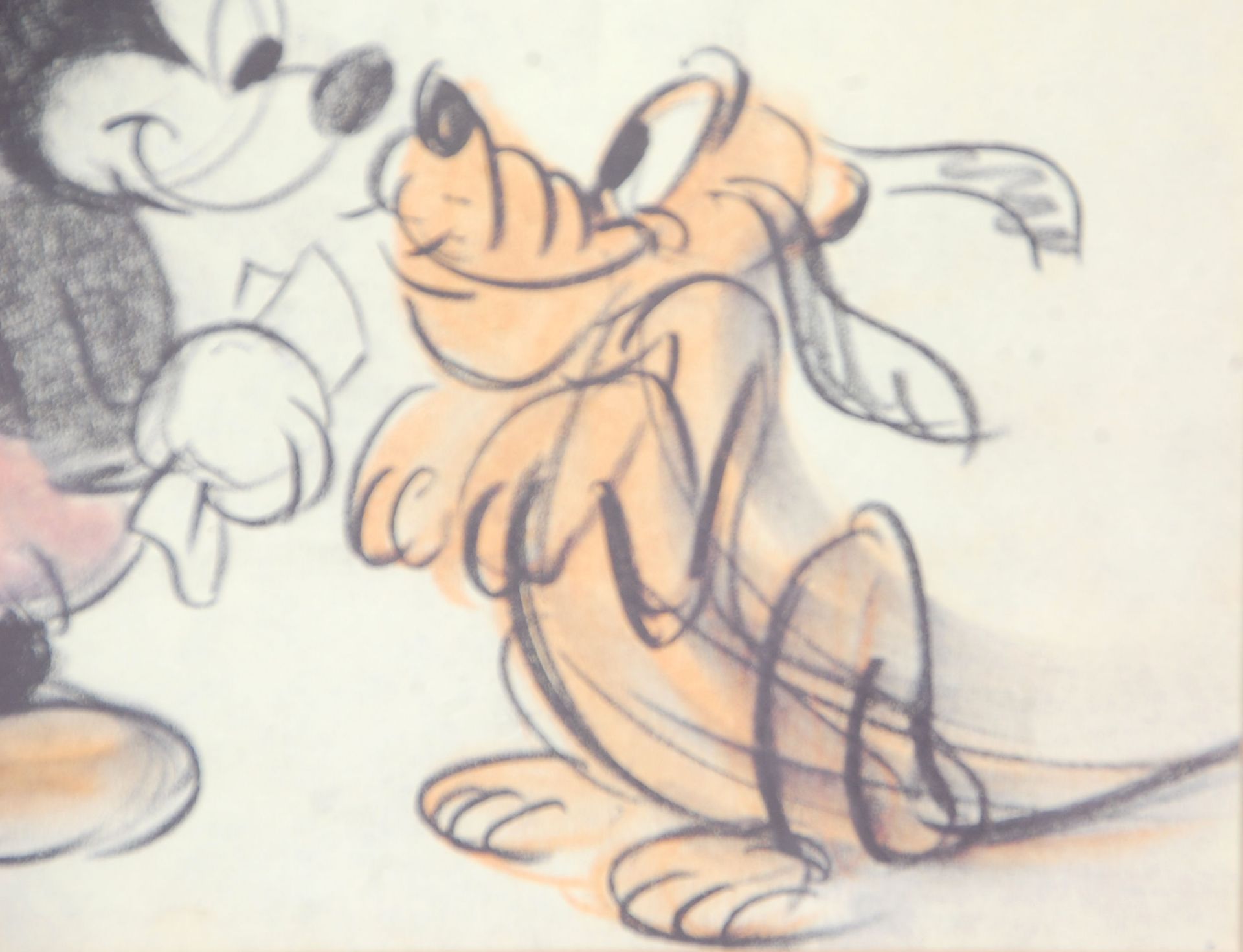 A good vintage pencil drawing sketch print of Disney Mickey Mouse and Pluto entitled 'Pluto's - Bild 2 aus 3