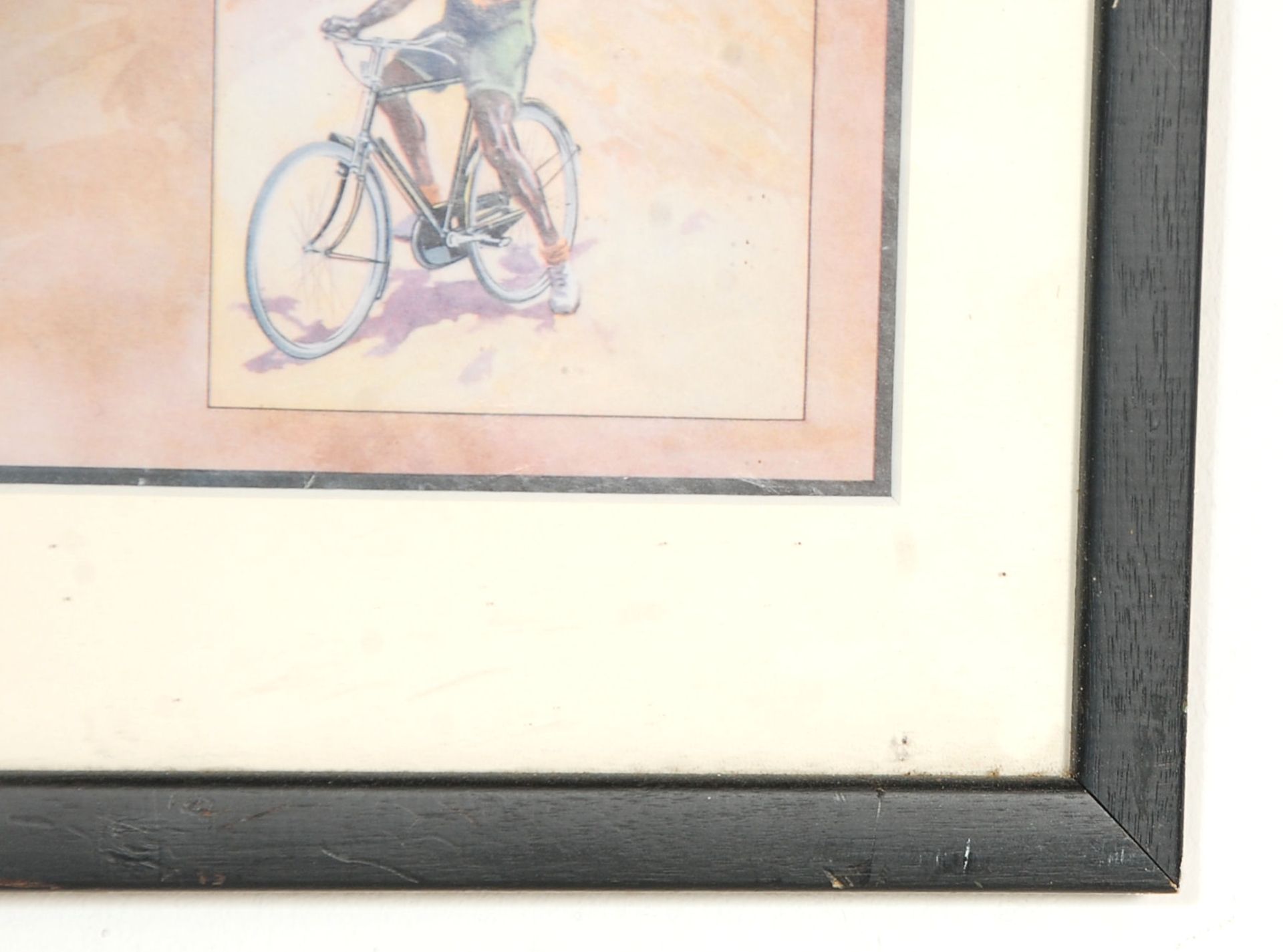 A vintage Raleigh advertising poster 'The All Steel Bicycle' depicting a man riding a bicycle whilst - Bild 2 aus 5