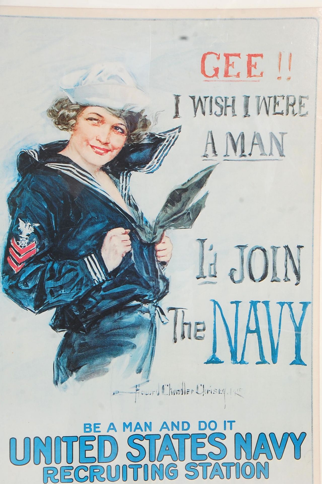 A collection of 3 vintage style American posters to include A US Navy recruitment poster "Gee I wish - Bild 2 aus 4