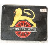 British Railways - A 20th Century vintage style cast iron railway steam train locomotive sign /