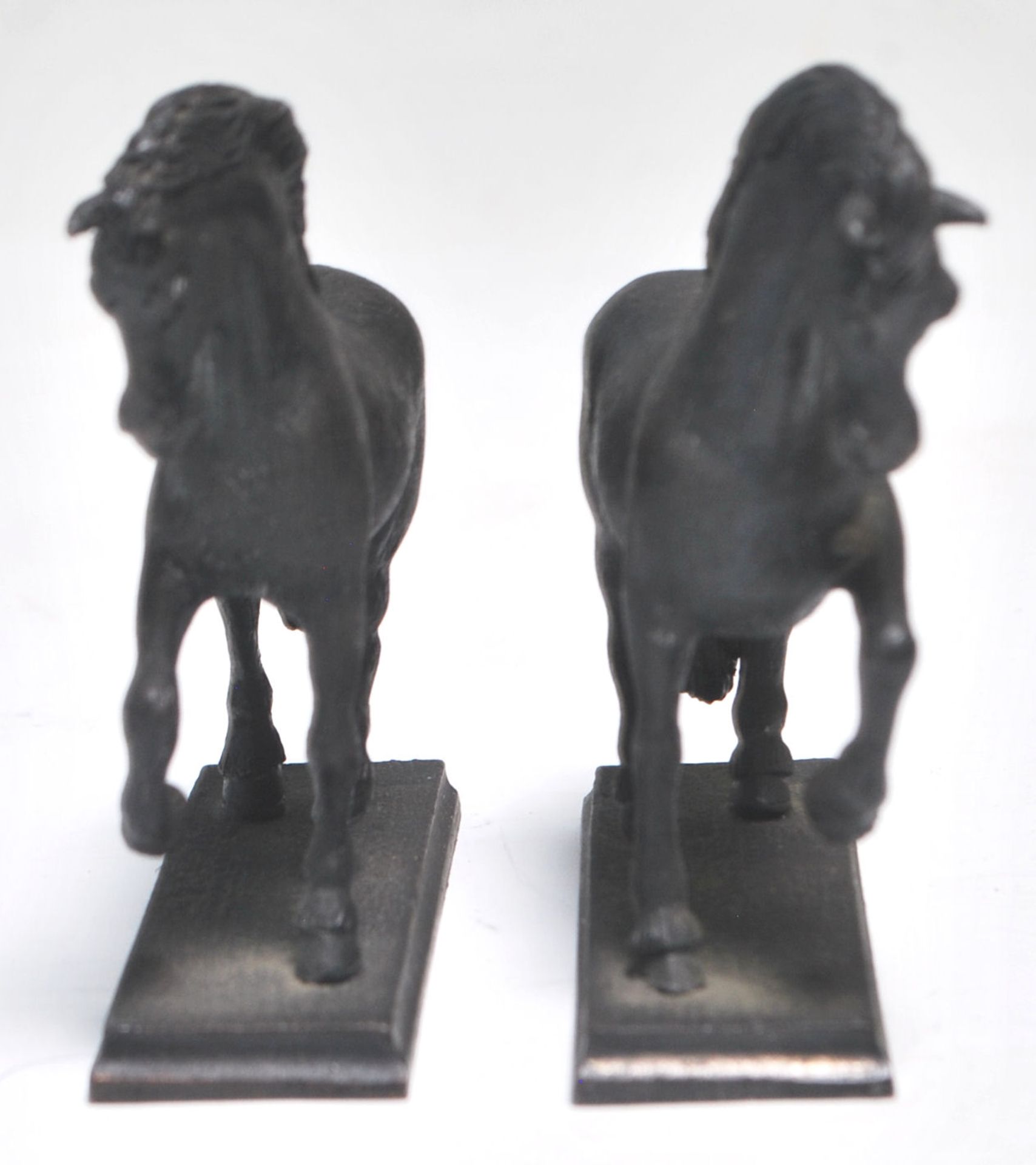 A group of three cast bronze 19th Century Grand Tour figurines to include two horses each raised - Bild 4 aus 8