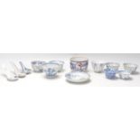A collection of 19th Century Chinese blue and white tea bowls, each having hand painted blue and