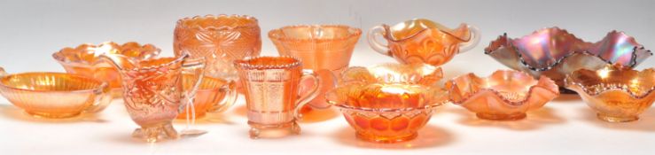 A mixed collection of vintage 20th Century ornamental Carnival luster glass wares including