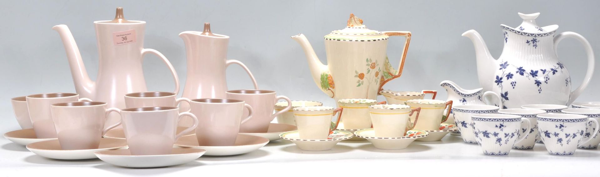 A collection of vintage bone china tea sets to include an Art Deco Burleigh ware tea set having