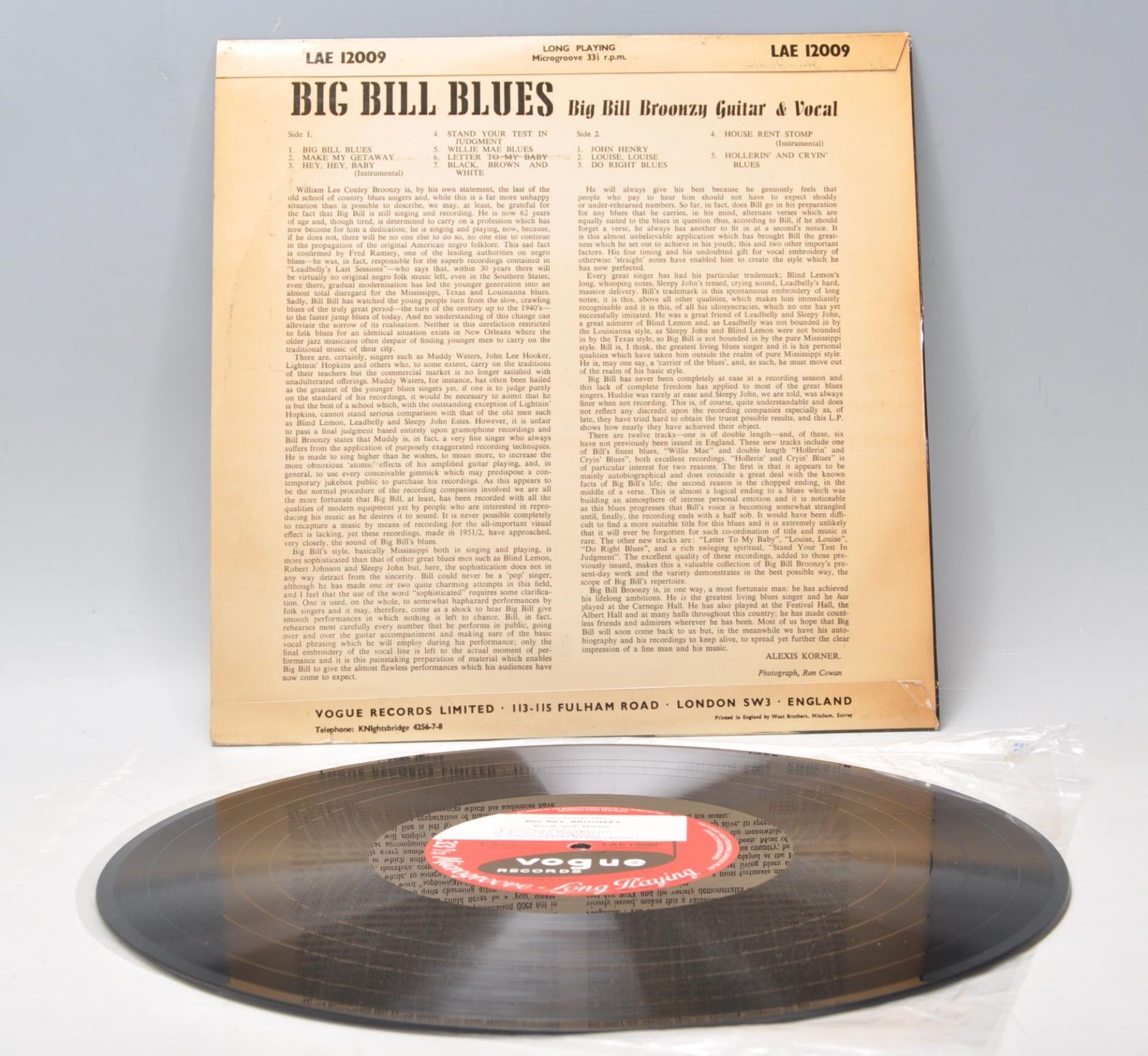 A vinyl long play LP record album by Big Bill Broonzy – Big Bill Blues – Original Vogue Records - Bild 3 aus 4