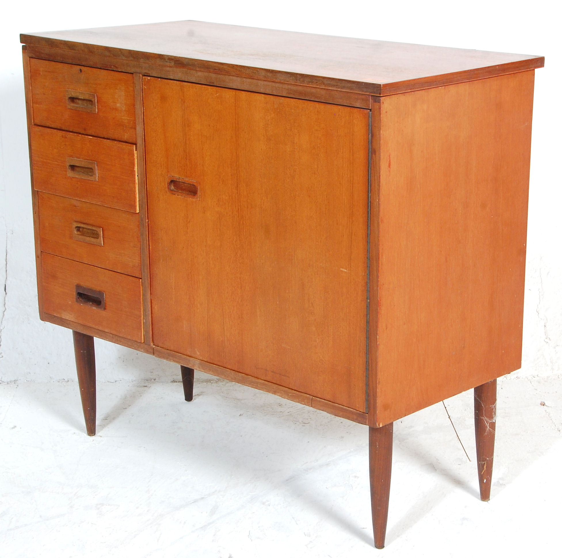 A mid century retro, circa 1970's teak wood sewing table cabinet – desk combination having fold - Image 6 of 6