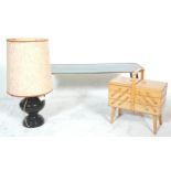 A collection of vintage mid 20th Century retro items to include a teak wood coffee / side table