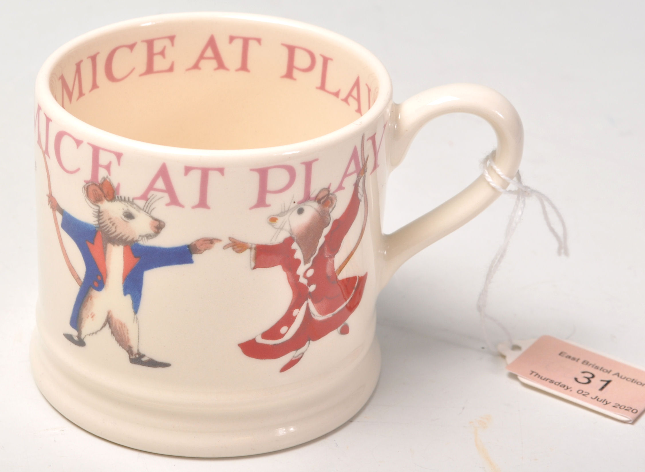 Three Emma Bridgewater table wares in the Dancing Mice to include a small plate, bowl and mug. - Image 2 of 9