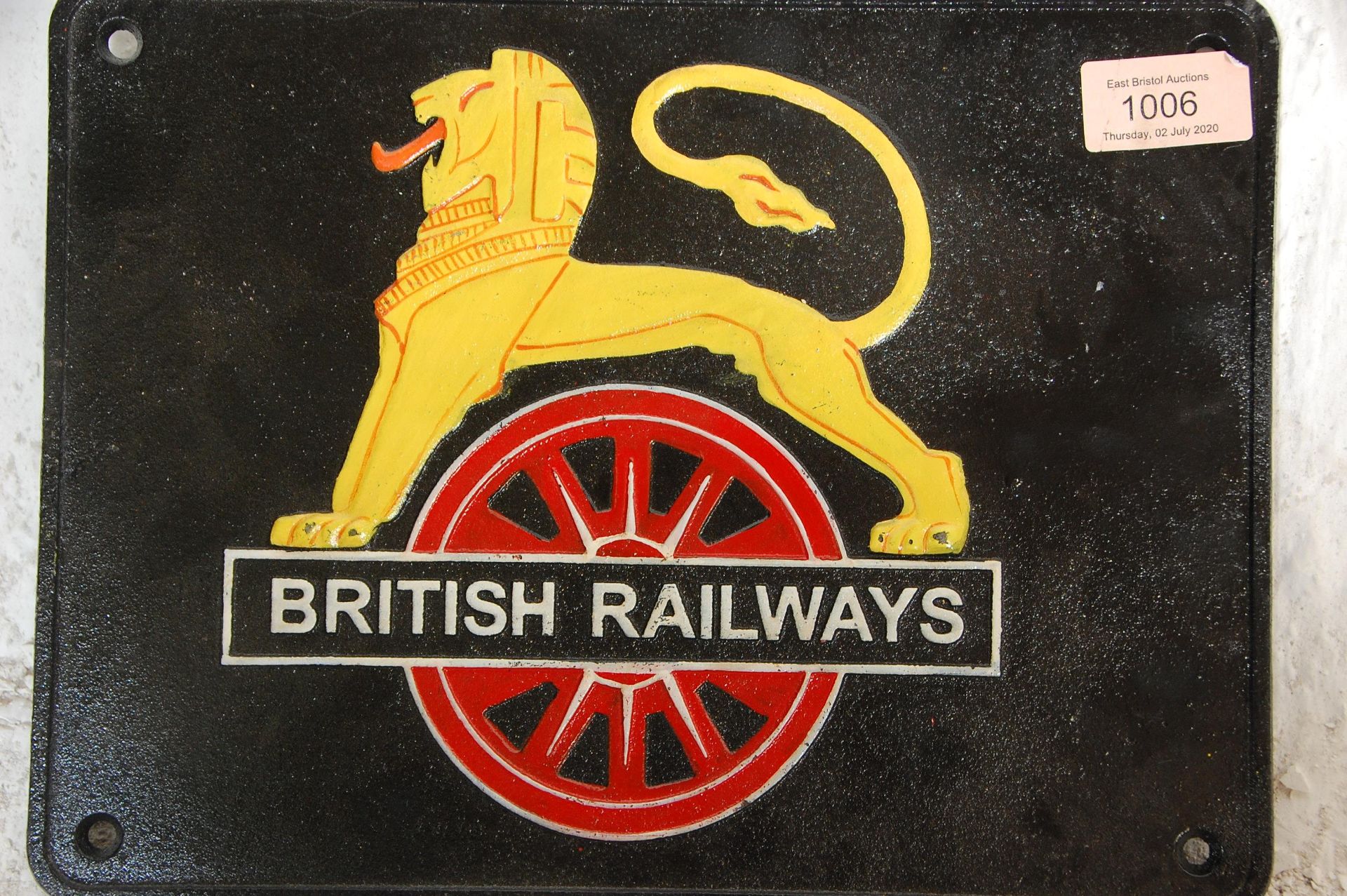 British Railways - A 20th Century vintage style cast iron railway steam train locomotive sign / - Bild 4 aus 8