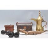 A mixed group of items dating from the 19th Century Century to include a brass Islamic Dahl Coffee