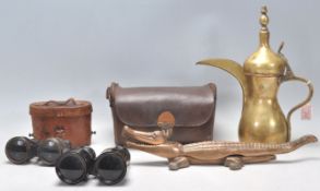 A mixed group of items dating from the 19th Century Century to include a brass Islamic Dahl Coffee