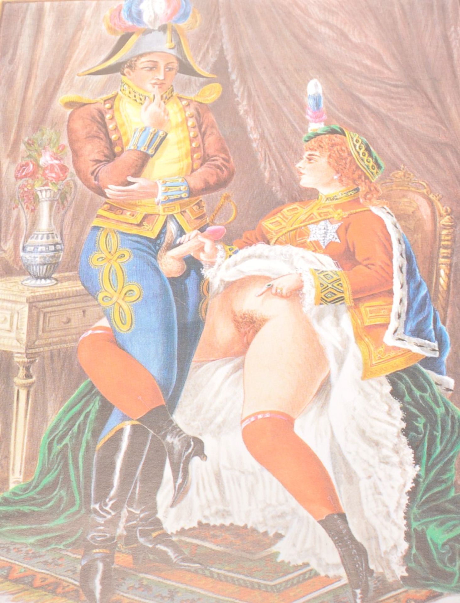 A collection of 5 unusual erotic prints of 19th Century soldiers and maidens in explicit - Bild 5 aus 6