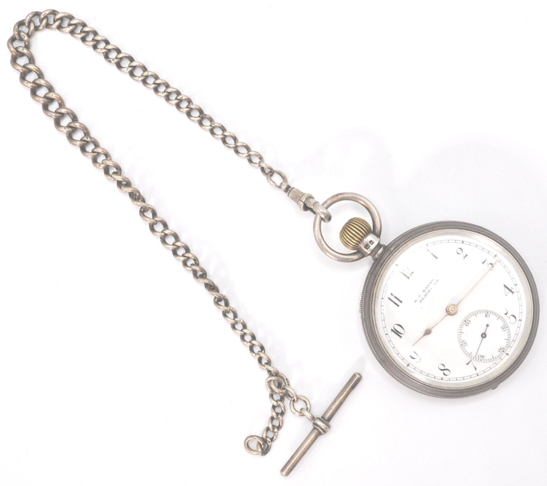 An early 19th Century Edward VII silver hallmarked open face pocket watch. The white enamel face