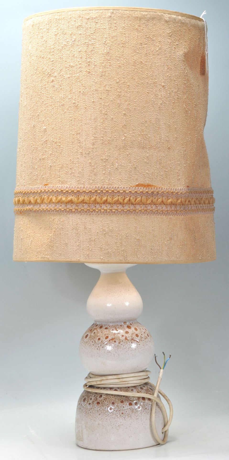 A large retro mid 20th Century glazed West German type ceramic floor - table lamp having a large