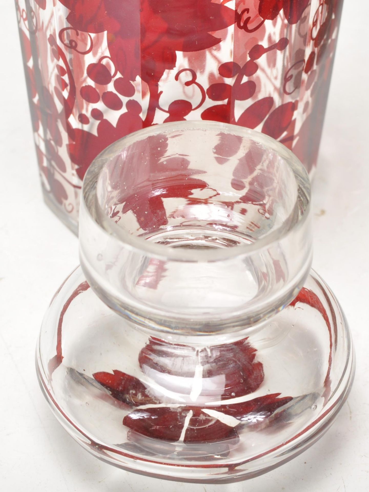 A group of early 20th Century antique bohemian ruby glass to include a bottle decanter having a - Bild 5 aus 8