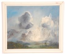 Bignell - British 20th century. A mid century oil on board painting of cumulonimbus clouds at