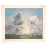 Bignell - British 20th century. A mid century oil on board painting of cumulonimbus clouds at