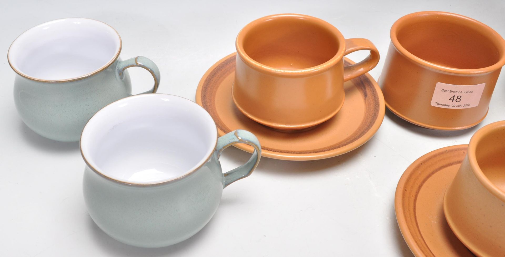 A vintage retro 20th Century Purbeck pottery coffee service consisting of four brown glazed coffee - Bild 6 aus 11