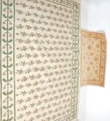 A 20th Century Laura Ashley contemporary wool floor rug having cream ground with pink and green
