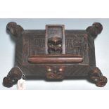 Wahaika New Zealand - A carved Maori tribal wooden ink stand having intricate carved decoration to