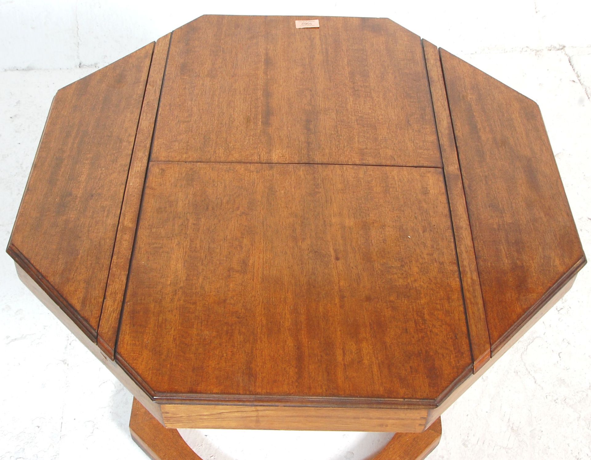 A 20th Century vintage unusual scratch built octagonal games table having a columnal support on a - Bild 8 aus 9